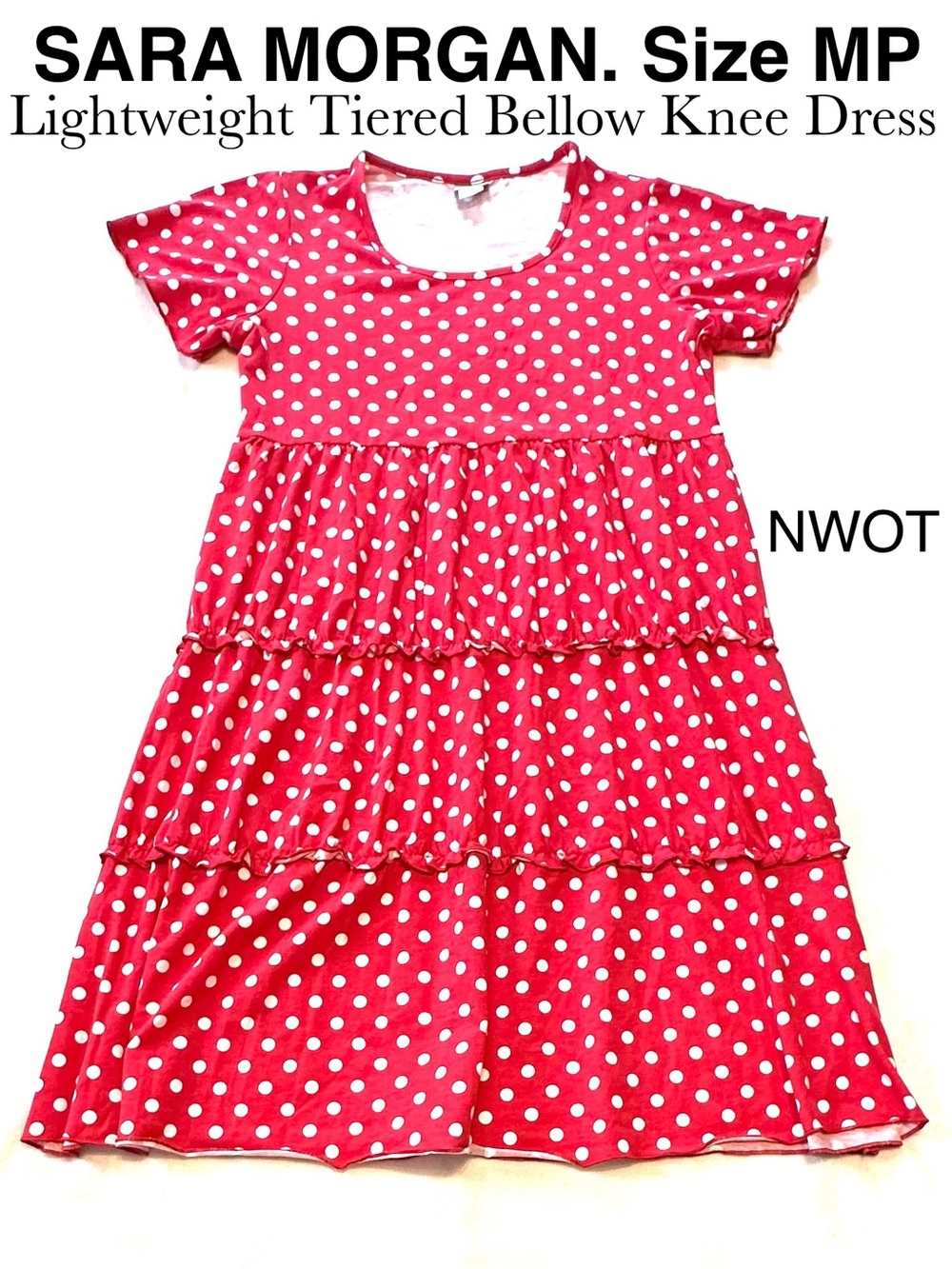 Polka Dot Tiered Sun Dress Bellow Knee Midi
